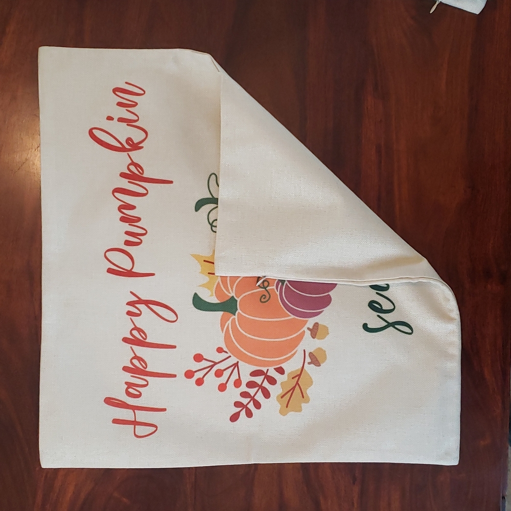 Fall Thanksgiving Pumpkin Season Linen Pillow Cover 18x18 - Picture 3 of 7